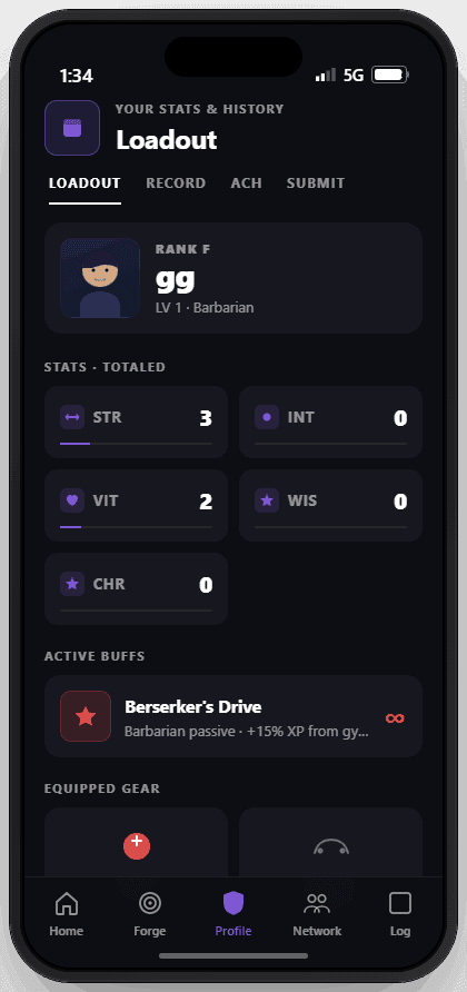 TheForge profile screen